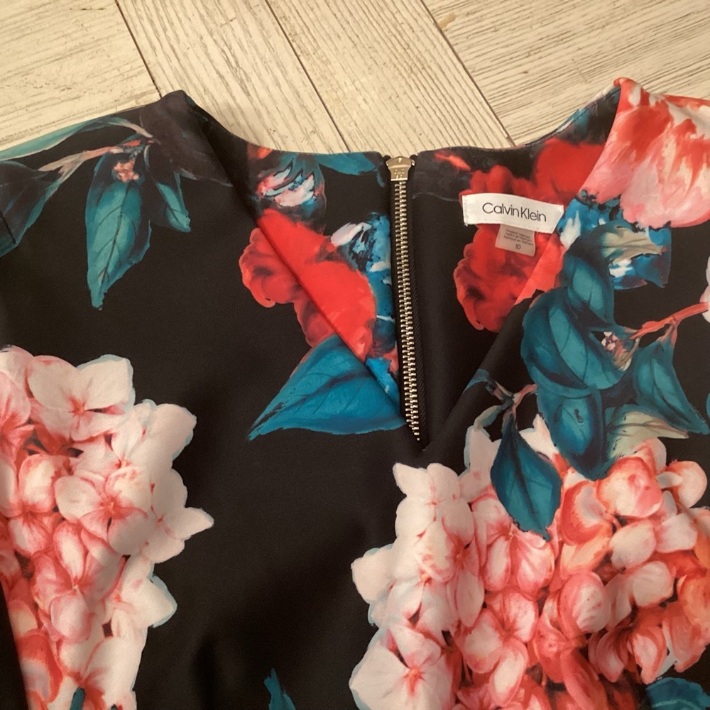 Calvin Klein Black and Red Floral Dress